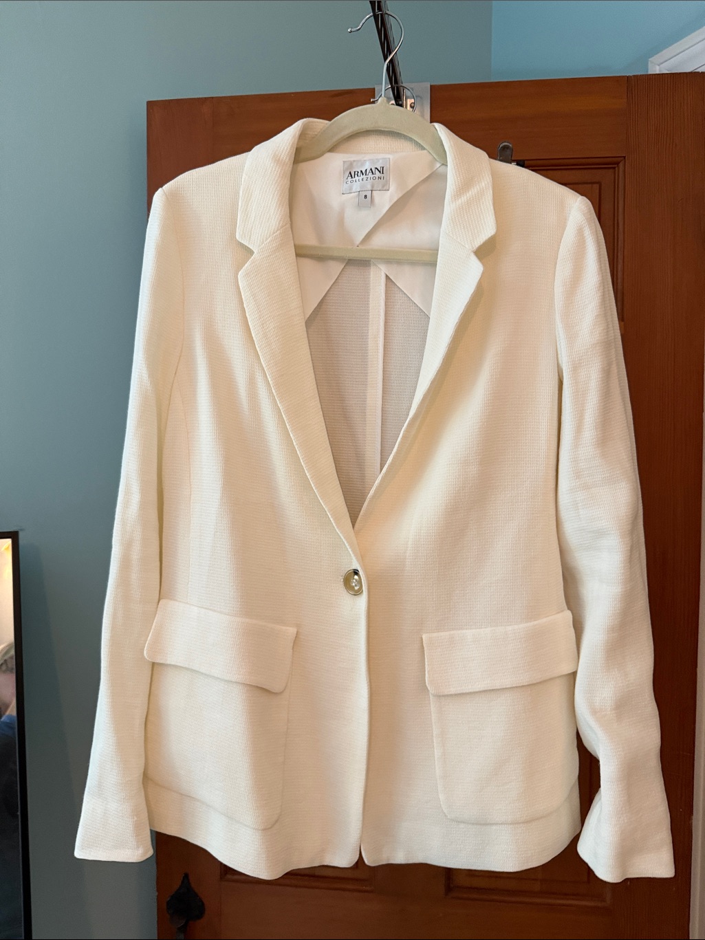 Armani Collezioni Cream Single-Button Tailored Blazer